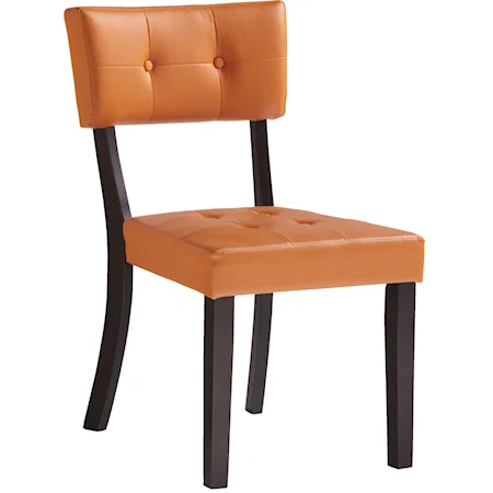 Upholstered Orange Faux Leather Side Chair